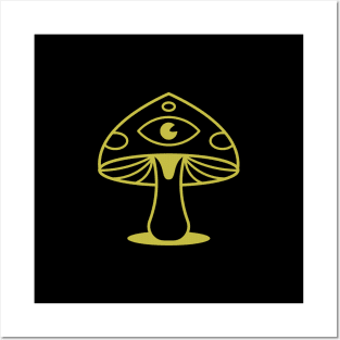 Mushroom. Fungi eye symbol. Posters and Art